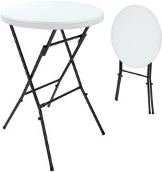 Casaria fehér műanyag magas asztal bisztróasztal bárasztal, 72cm, összecsukható (101585)