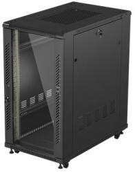 Lanberg 19" szabadon álló rack szekrény 22U/600X1000 üvegajtó, lapraszerelt, fekete (FF01-6022-12B) - mzona