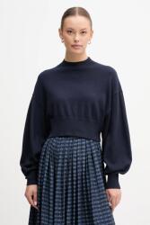 Benetton pulóver gyapjúkeverékből könnyű, sötétkék, félgarbó nyakú, 1Y6SD2041 - sötétkék M