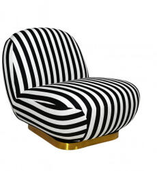 MaMaison Azure Forgó Fotel Csíkos Poliészter Fekete-Fehér Arany Talppal (KHM-MM001501100350) - prodis