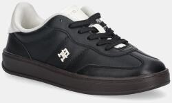 Tommy Hilfiger bőr sportcipő TH HERITAGE SNEAKER SHINY - fekete Női 39