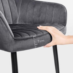 SONGMICS Luxus Bársony Étkezőszék Karfával Szürke (EUZ-LDC077G01V1) - platinashop