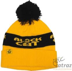 Black Cat Yellow Bobble Hat - Bojtos Téli Sapka (BO500125)