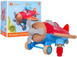Inlea4Fun Interaktív fa repülőgép pilótával WOODEN FIGHTER PLANE - Piros (RA-ZDR.WB008C.CR)