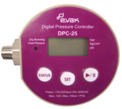 Evak DPC-25 digitális nyomáskapcsoló (áramláskapcsoló szivattyú vezérlő, szárazon futás elleni védelemmel) (03903/A)