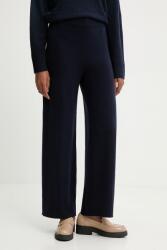 United Colors of Benetton gyapjú nadrág sötétkék, magas derekú széles, 102HDF00Z - sötétkék S