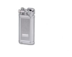 Jean Claude pipagyújtó beépített pipa tömködővel - Króm színű, gyémánt mintás felület (H-243611)