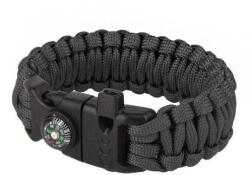 TM Brățară Paracord cu busolă 8'' - Black