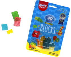 Amos Sweets 4D Gummy Blocks Mixed Fruits vegyes gyümölcs ízű építőkocka gumicukor 72g - vegyesbolt