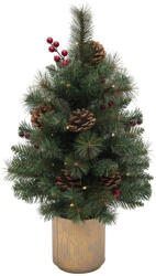 Somogyi Elektronic KMF60BLED elemes műfenyő tobozokkal, LED-ekkel, 60cm magas, 30db melegfehér LED, 8 program, 2D tűlevelek, elemes tápellátás, beltéri kivitel