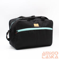 Peterson fekete / világoszöld cipzáras textil kézi / válltáska