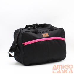 Peterson fekete / pink cipzáras textil kézi / válltáska