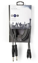 Nedis COTH23320GY50 sztereó audio kábel, 2x 6.35 mm apa-2x RCA apa, 5 m, sötétszürke