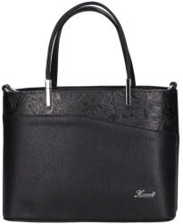 Karen rostbőr női táska D 444 fekete virág