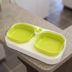 Nunbell Levélcsírás dupla tálkészlet kisállatoknak - Fehér