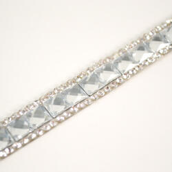 Takoy Felvasalható/ Ragasztható paszomány gyémánt kövekkel szélessége 10 mm ezüst