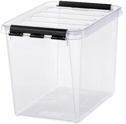 SMARTSTORE Műanyag tárolódoboz, 14 liter, fekete fogantyúkkal, SMARTSTORE "Classic 11", átlátszó (CSDSMART31) - irodasziget