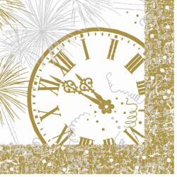 Mank szilveszteri textilhatású szalvéta Újévi órás