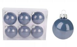  Üveg karácsonyfadísz gömb, vintage kék színű, 7cm, 6db