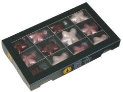  Rózsaszín árnyalatú fényes csillag formájú üveg karácsonyfadísz, 12db - 4 cm