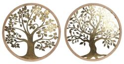 Nagy méretű fémből és fából készült arany és natur színű életfa formájú fali dekoráció 60cm