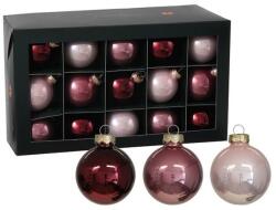  Üveg karácsonyfadísz gömb, rózsaszín színű fényes, 5, 7cm, 30db