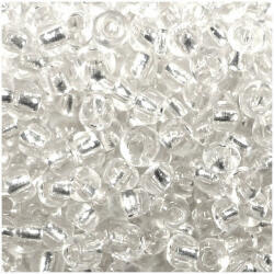  Kásagyöngy, átlátszó, ezüst béléssel, 4mm, 10gr - Ezüst 1100-4091