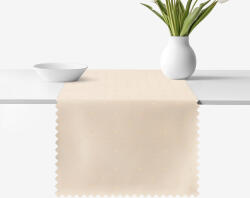 Goldea ünnepi teflonos asztali futó - pezsgő színű alapon fényes négyzetek 35x180 cm