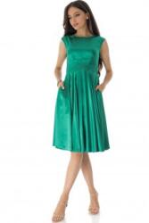RohBoutique Rochie clos Roh DR4560 Verde deschis din satin cu buzunare