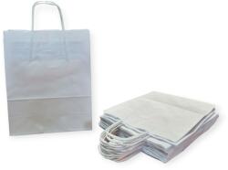 Szidibox Karton Sodrottfüles papírtáska, papírszatyor 22x28+10cm fehér 100db/csomag (SZID-02545)