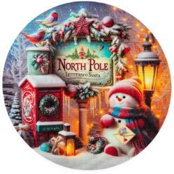  Nyomtatott fa tábla koszorú közép - North pole14, 8cm