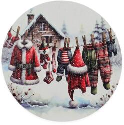 Nyomtatott fa tábla koszorú közép - Télapó ruhái 14, 8cm - kosarbolt