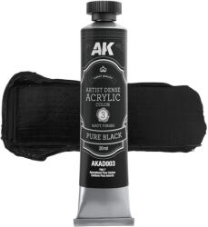 AK ARTISTIC DENSE ACRYLIC COLOR - PURE BLACK 20 ml - AKAD003