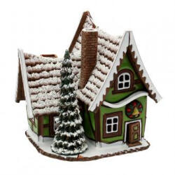 Sigro Kerámia karácsonyi házikó Illóolaj tartó (kémény) Forest House green 11, 5 x 10, 5 x 13, 5 cm