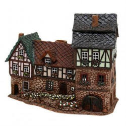 Sigro Kerámia karácsonyi házikó Illóolaj tartó (kémény) Timbered house 22 x 11, 5 x 16 cm