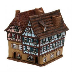  Sigro Kerámia karácsonyi házikó Illóolaj tartó (kémény) Timbered house 12, 5 x 14 x 12, 5 cm