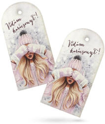 Corolla Nyomtatott fa tábla - Vintage karácsonyi tábla 2db/csomag - Női arc