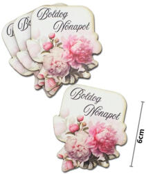  Nyomtatott dekorkarton - Boldog nőnapot virágos tábla - rózsaszín 4db/csomag - csinaldmagadshop