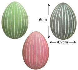  Nyomtatott dekorkarton - Pasztell csíkos tojások 6cm 3db/cs - csinaldmagadshop