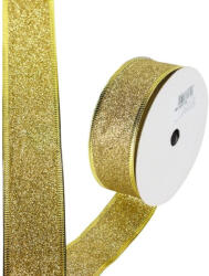  Karácsonyi szalag glitteres - arany, drótos szegéllyel