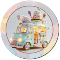 Nyomtatott fa tábla koszorú közép - Pasztell fagyis 11, 8cm