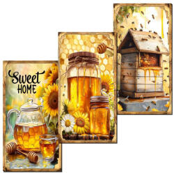 Nyomtatott dekorkarton - Méhecskés táblák 3db/csomag - csinaldmagadshop