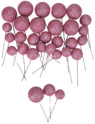  Csillámos gömb pick babarózsaszín 30db/cs