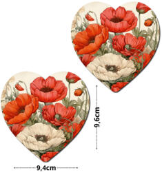 Corolla Exp-Imp. Kft Nyomtatott fa tábla - Pipacsos szív 9, 6cm 2db/csomag