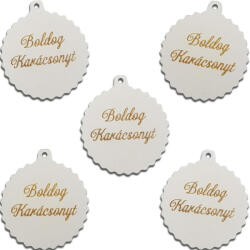 Corolla Fodros gömb Boldog karácsonyt fehér 5db/cs