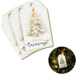  Nyomtatott dekorkarton - Boldog karácsonyt arany fenyő táblák 3db/cs - csinaldmagadshop