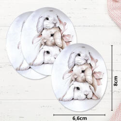  Nyomtatott dekorkarton - Masnis nyuszik ovál tábla 3db/csomag - csinaldmagadshop