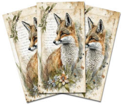  Nyomtatott dekorkarton - Vintage rókás tábla 3db/csomag - csinaldmagadshop