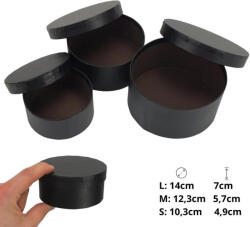 Corolla Papírdoboz kerek fekete 3db/szett