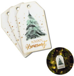 Corolla Exp-Imp. Kft Nyomtatott dekorkarton - Boldog karácsonyt zöld fenyő táblák 3db/cs